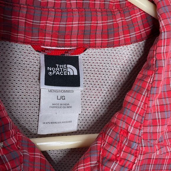 The North Face Men’s Modal Blend Short Sleeve Mesh Lined Outdoor Plaid‎ Shirt L - Picture 8 of 9